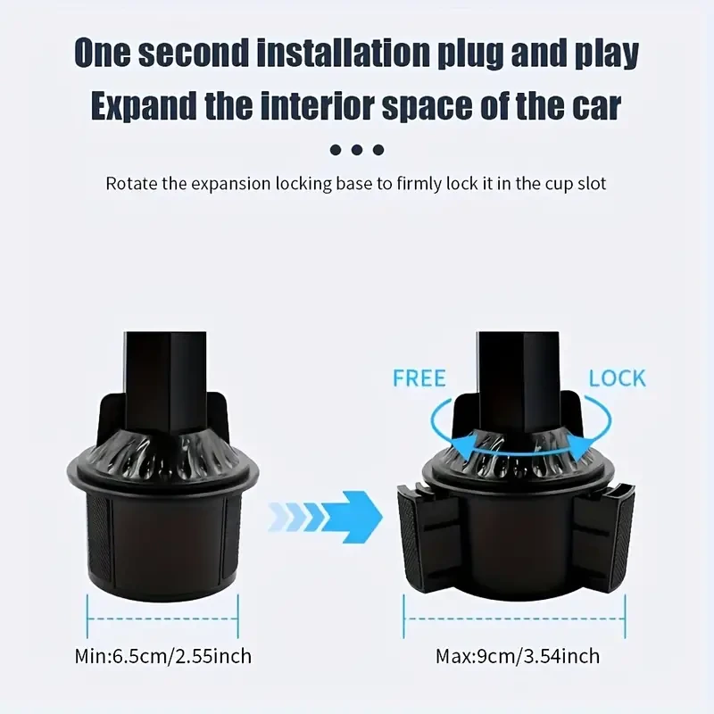 360 Rotatable Car Cup Holder  Expandable Snack Tray