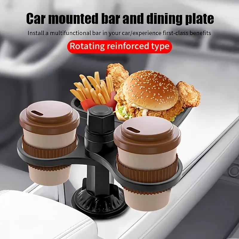 360 Rotatable Car Cup Holder  Expandable Snack Tray