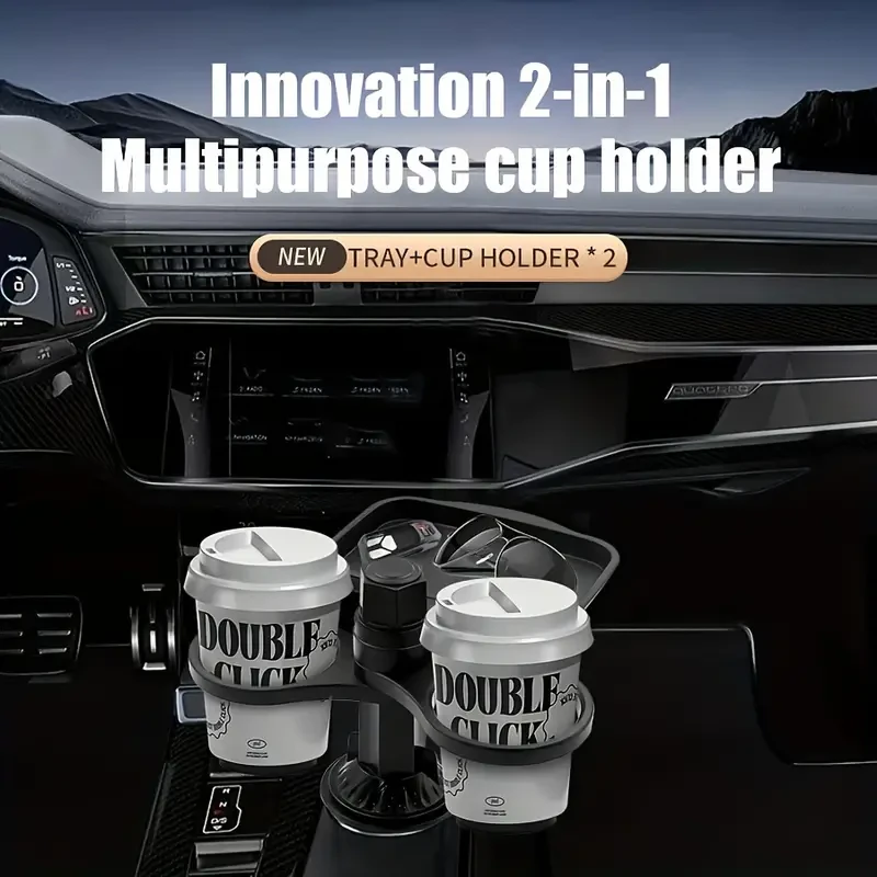 360 Rotatable Car Cup Holder  Expandable Snack Tray