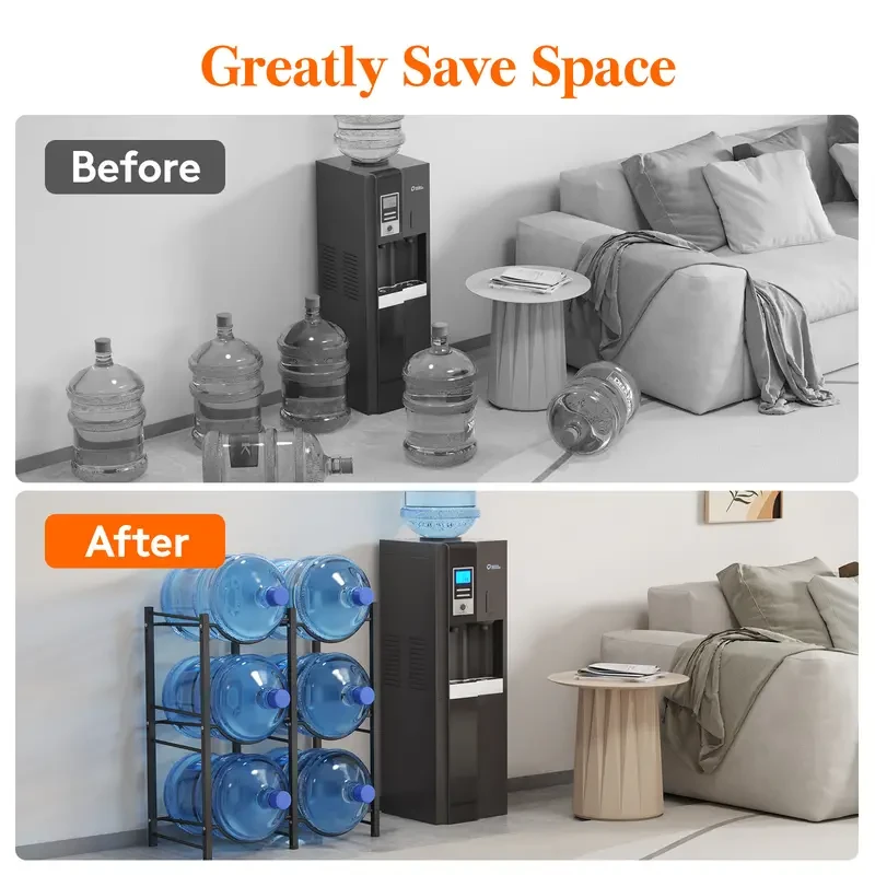 5 Gallon Water Jug Holder - 3 Tier Heavy Duty Water Dispenser Rack with 6 Slots