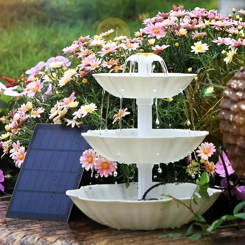 3 Tier Bird Bath with 3.5W Solar Pump - Garden Decoration and Outdoor Bird Feeder