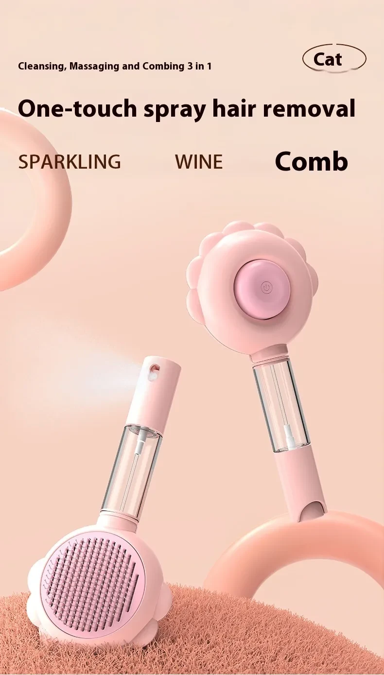 Cleaning Dog Brush Comb With Spray