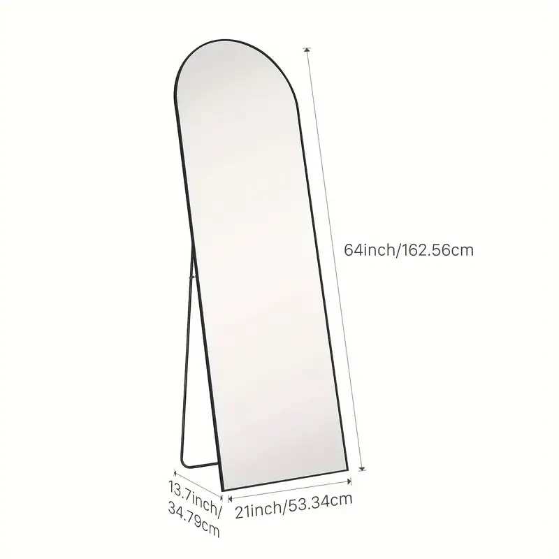 Full Length Mirror with Stand - Aluminum Alloy Frame and Shatter-Proof Nano Glass