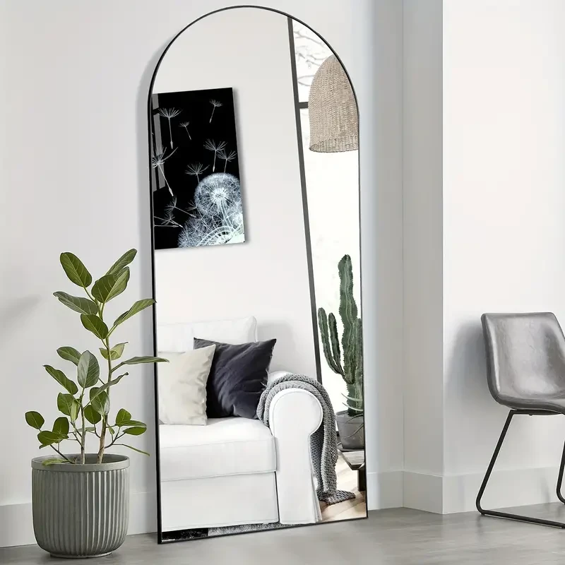 Full Length Mirror with Stand - Aluminum Alloy Frame and Shatter-Proof Nano Glass