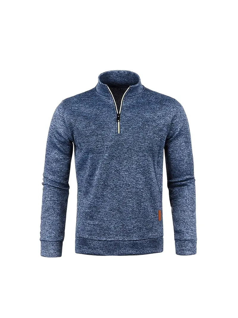 Classic Half-Zip Stand Collar Sweatshirt - Men's Long Sleeve Tops for Winter and Fall - Old Money Style, Comfortable and Versatile