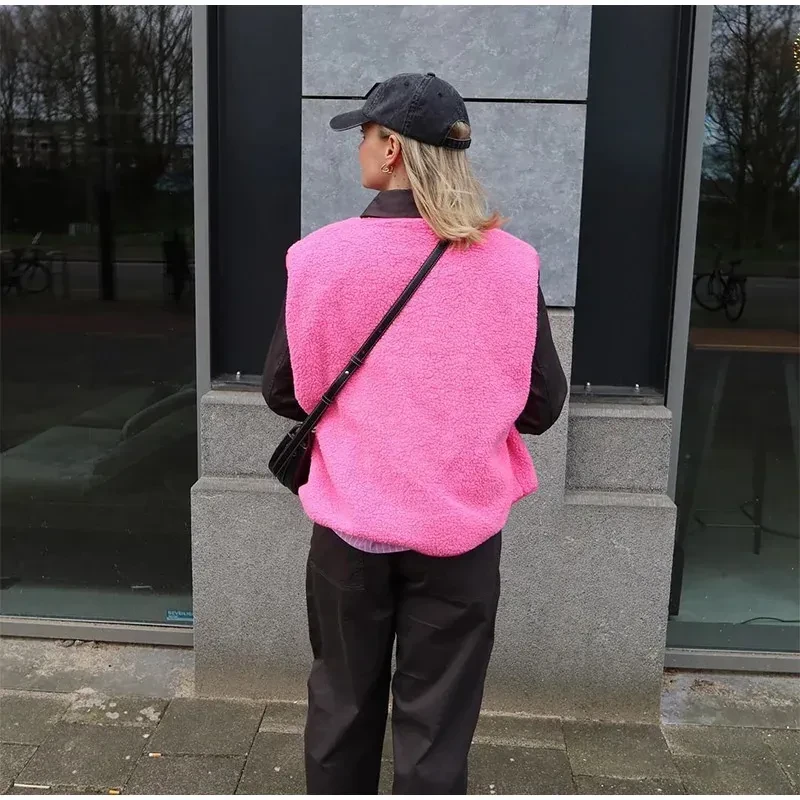 Fashion Single-breasted Vest Jacket Fall Winter Loose Outwear