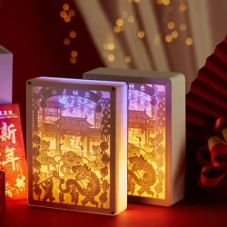 Three-dimensional Light And Shadow Paper Carving Lamp Simple Bedside Lamp