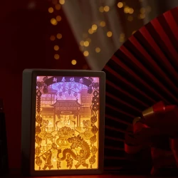 Three-dimensional Light And Shadow Paper Carving Lamp Simple Bedside Lamp