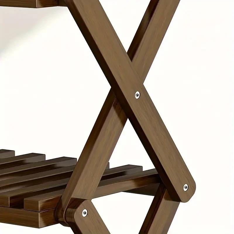 Multi-Layer Solid Wood Installation-Free Shoe Rack - Folding Indoor Storage Shelf