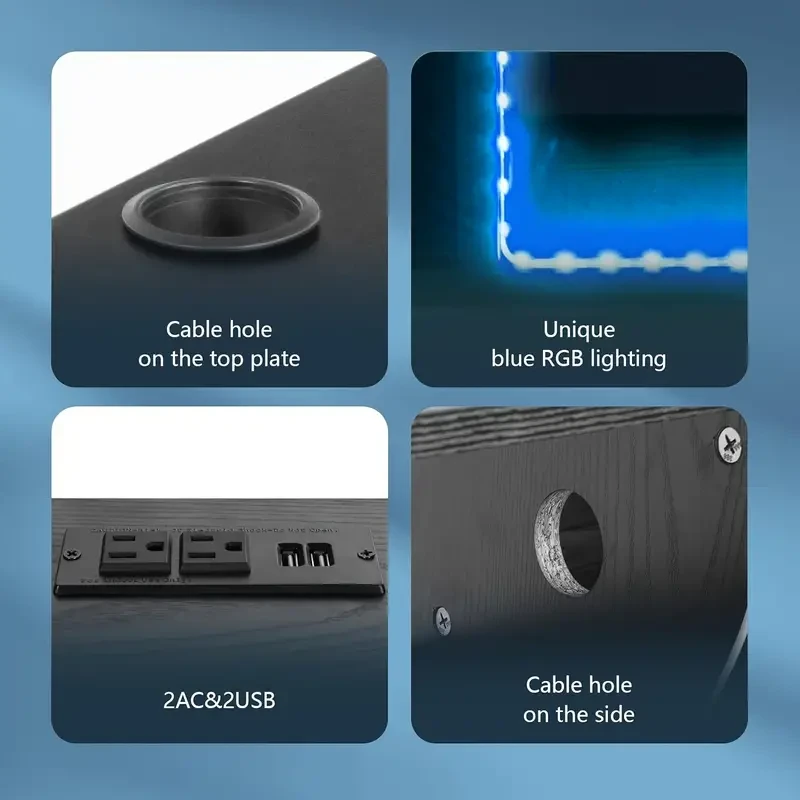 Floating TV Stand Wall Mounted with Power Outlet - 59'' Entertainment Shelf with LED Lights