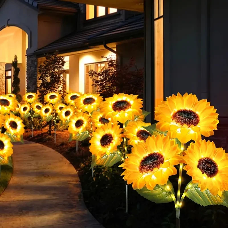3-Pack Solar Sunflowers Stake Lights Vibrant LED Artificial Flowers