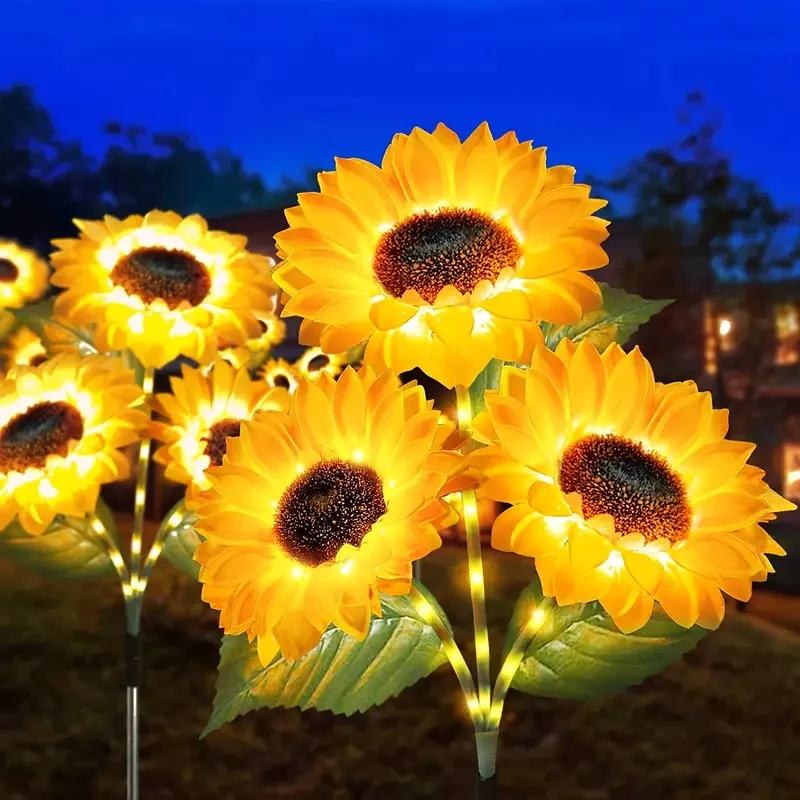 3-Pack Solar Sunflowers Stake Lights Vibrant LED Artificial Flowers