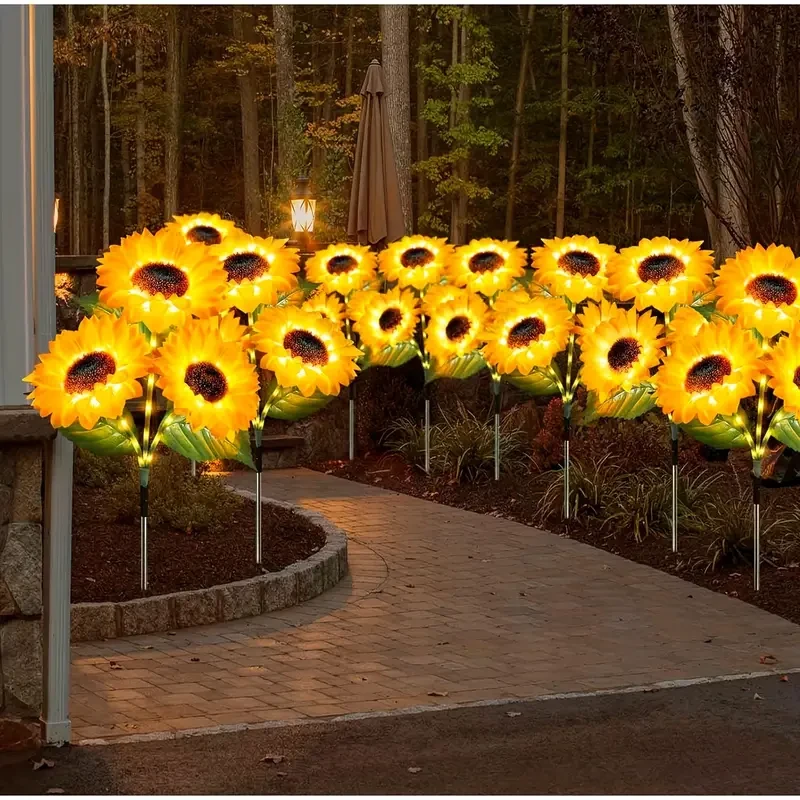 3-Pack Solar Sunflowers Stake Lights Vibrant LED Artificial Flowers