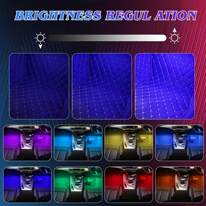 4PCS 48-LED Music Car Strip Light Kit Sound Active & Wireless Remote