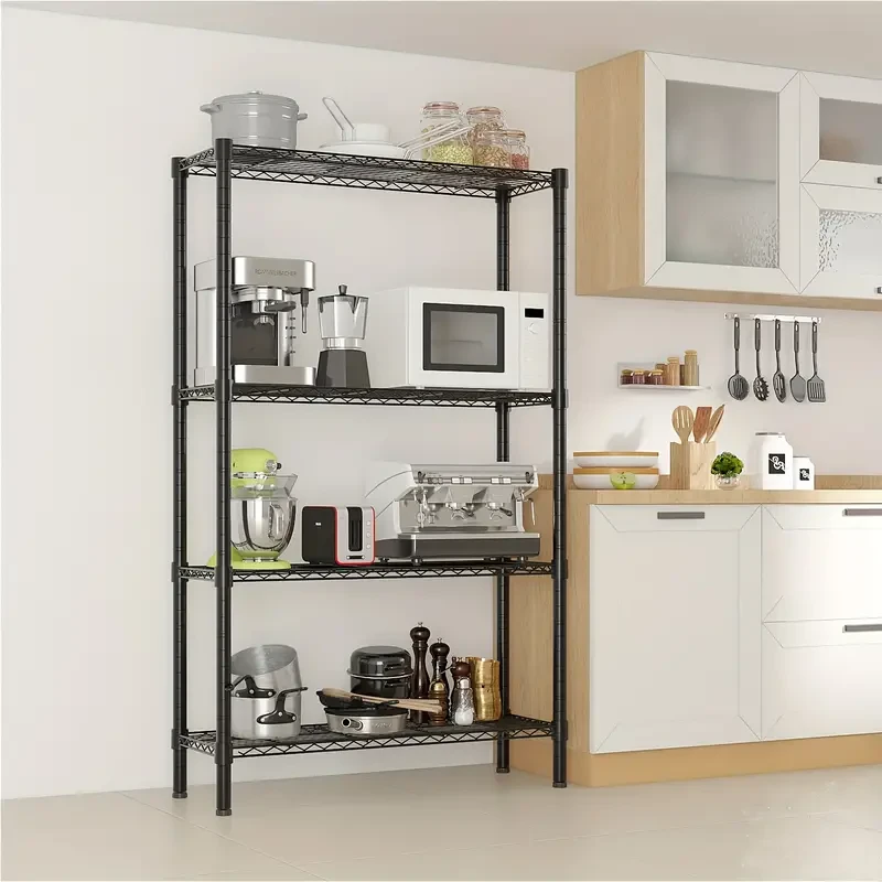 4-Tier Rust-Resistant Plastic Coated Iron Storage Shelf - Sturdy & Space-Saving