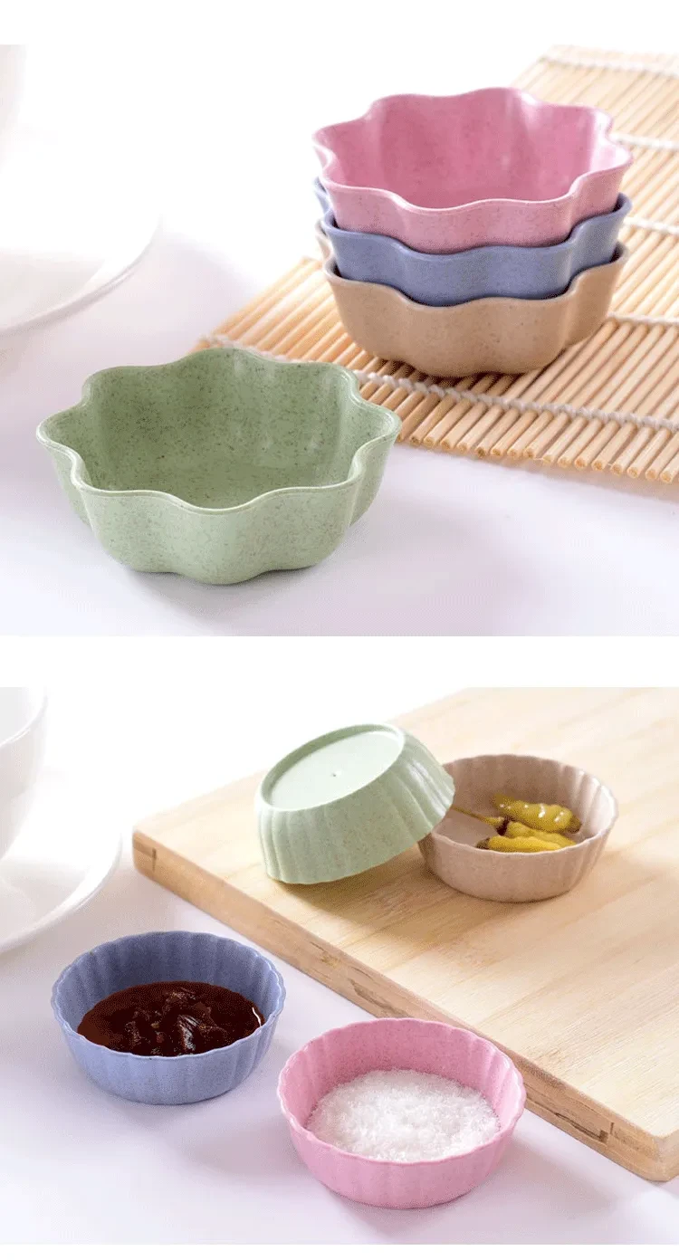 4pcs/Set Wheat Straw Circular Shaped bowl