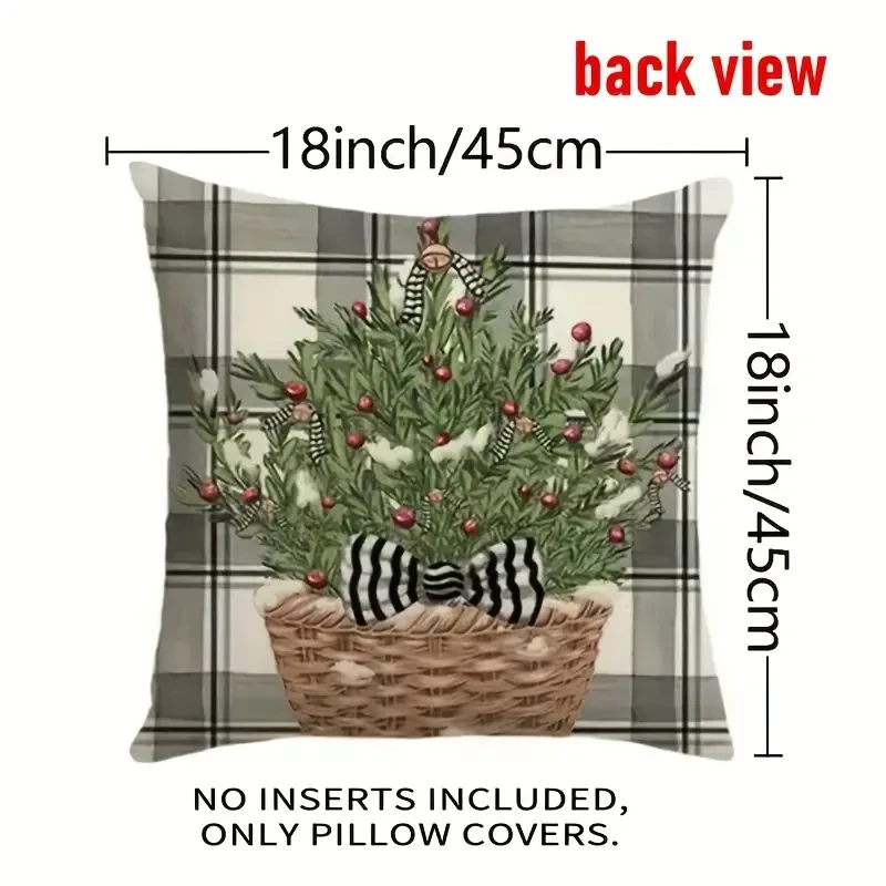 Winter Christmas Pillowcase Elk Snow Pattern Pillowcase Suitable For Home Sofa Bedroom Decoration 45.72*45.72 Cm 4 Pieces