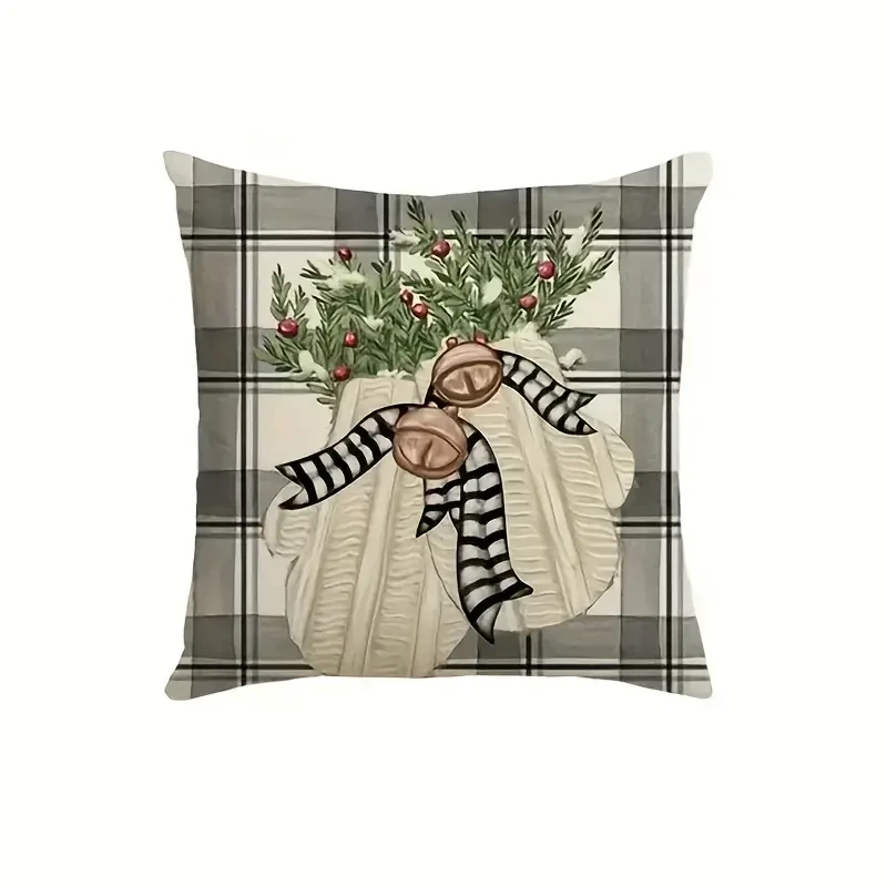 Winter Christmas Pillowcase Elk Snow Pattern Pillowcase Suitable For Home Sofa Bedroom Decoration 45.72*45.72 Cm 4 Pieces