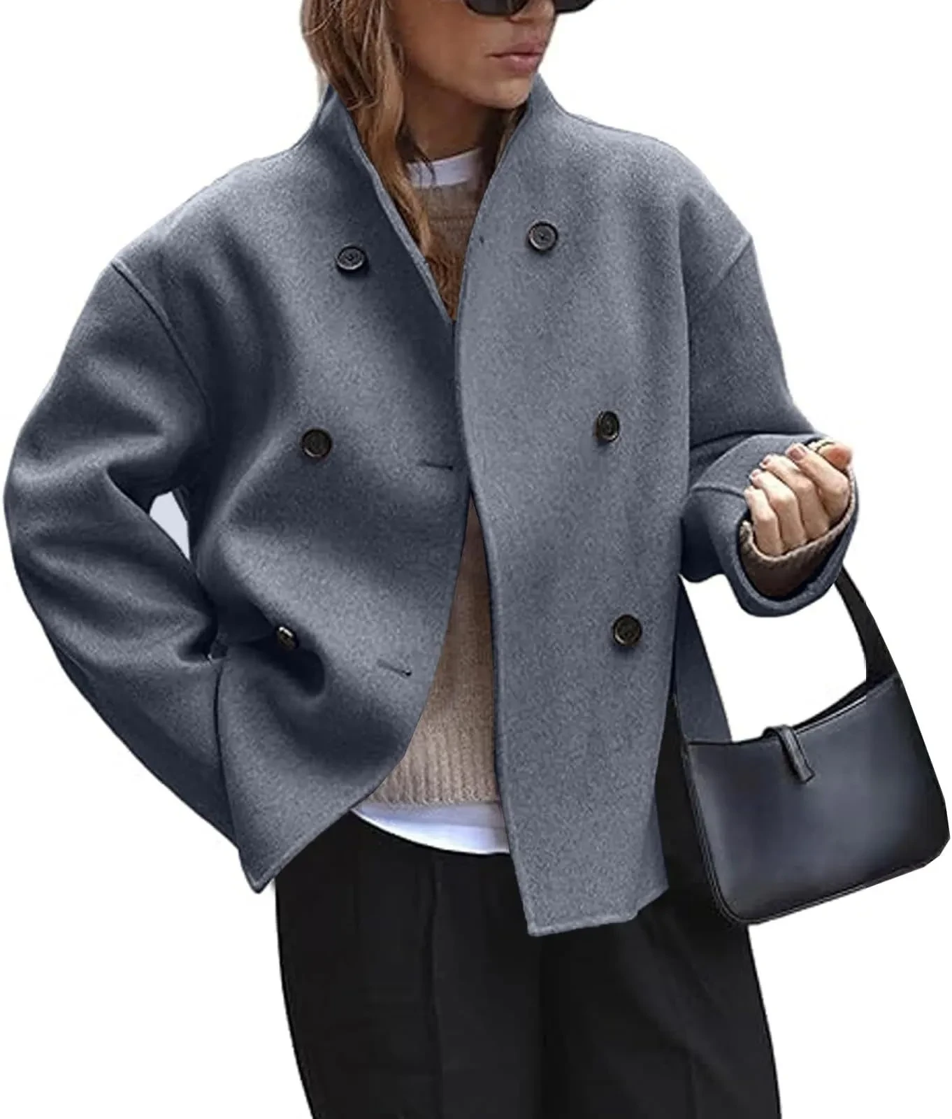 Three-row Button Short Plaids And Tweedst Coat Double-faced Woolen Goods