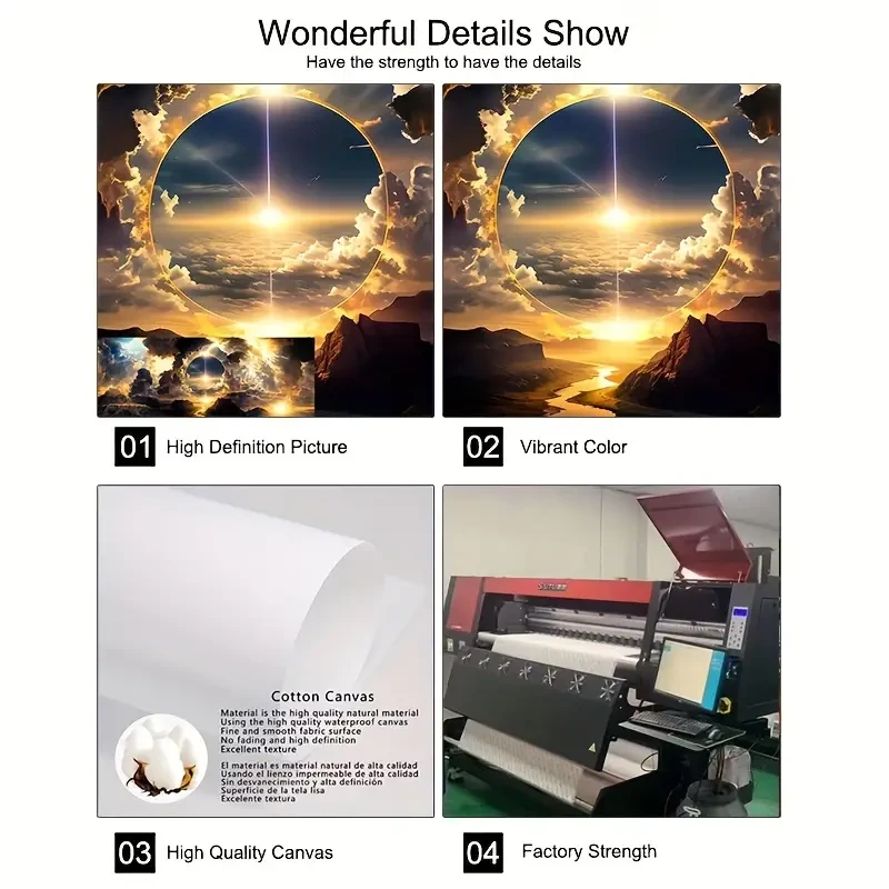 Breathtaking Sky Canvas Poster Oil Painting of Clouds, Mountains & Rivers