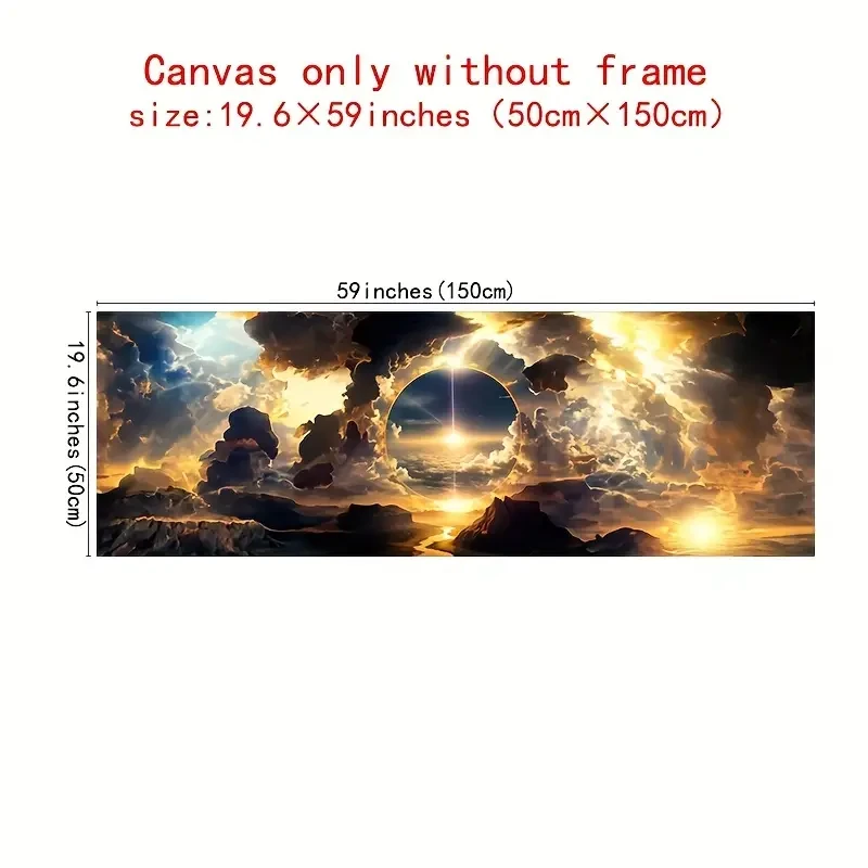 Breathtaking Sky Canvas Poster Oil Painting of Clouds, Mountains & Rivers