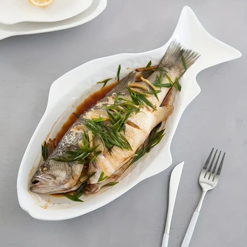 Elegant Ceramic Fish-Shaped Serving Plate