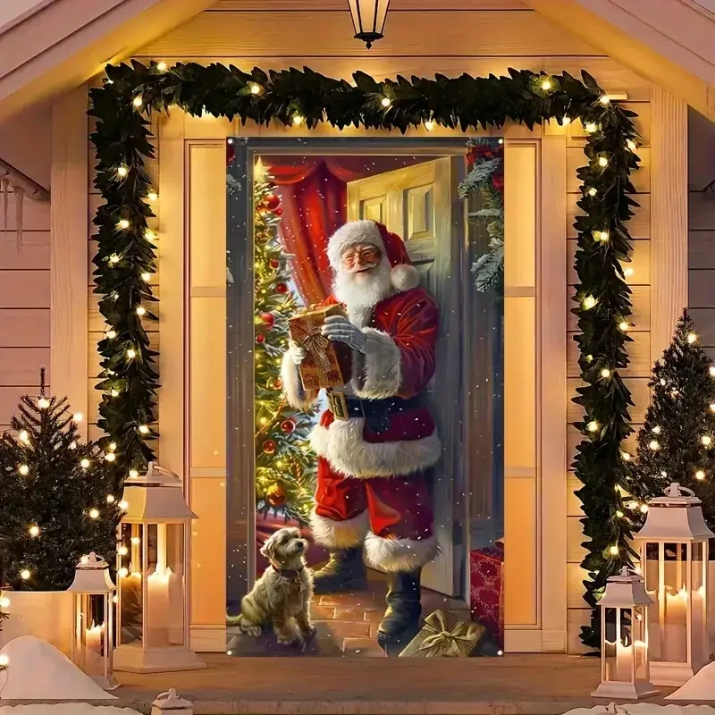 Santa Claus Christmas Door Banner 179.83cm x 89.92cm - Versatile Indoor/Outdoor Holiday Decoration, Perfect for Photo Booths & Parties, Christmas Decor