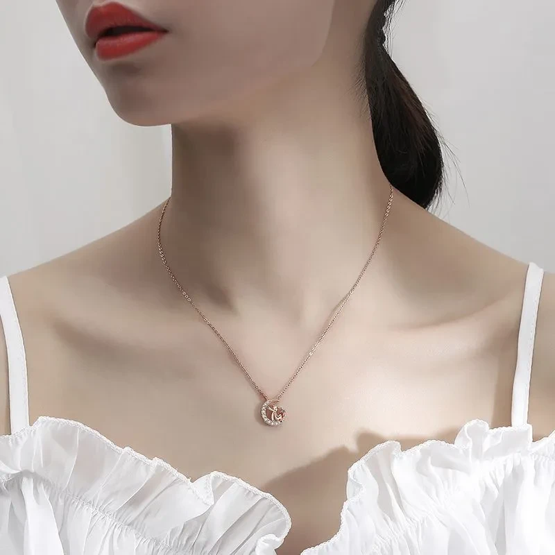 Little Prince Moon Pendant Necklace Clavicle Chain Luxury Women