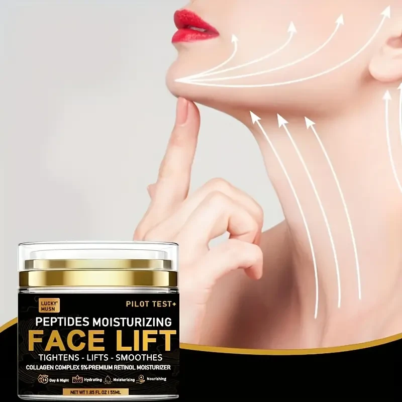 1.85oz Peptides Face Lift Cream - Deeply Moisturizing, Firming, and Lifting Skin with Hyaluronic Acid, Vitamin E, Collagen, and Acetyl Hexapeptide-8 for a Radiant and Youthful Glow