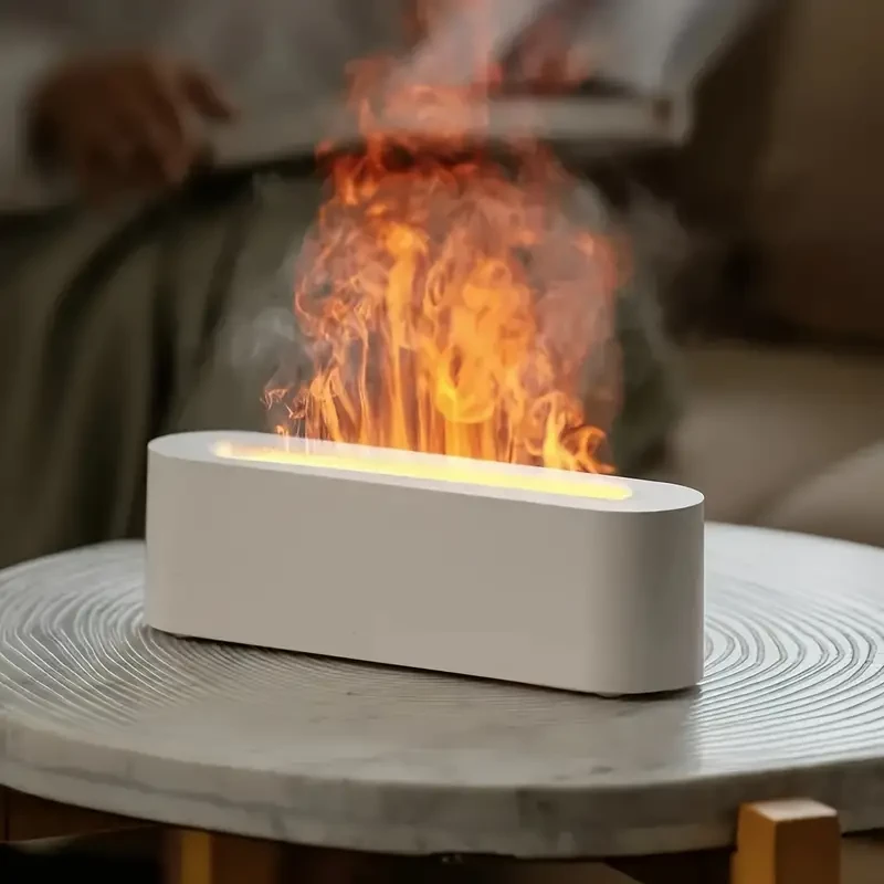 Set, Simulated Flame Humidifier With Colorful Atmosphere Light, 150ml Tank Capacity, USB Powered, 3D Fire Effect Humidifier