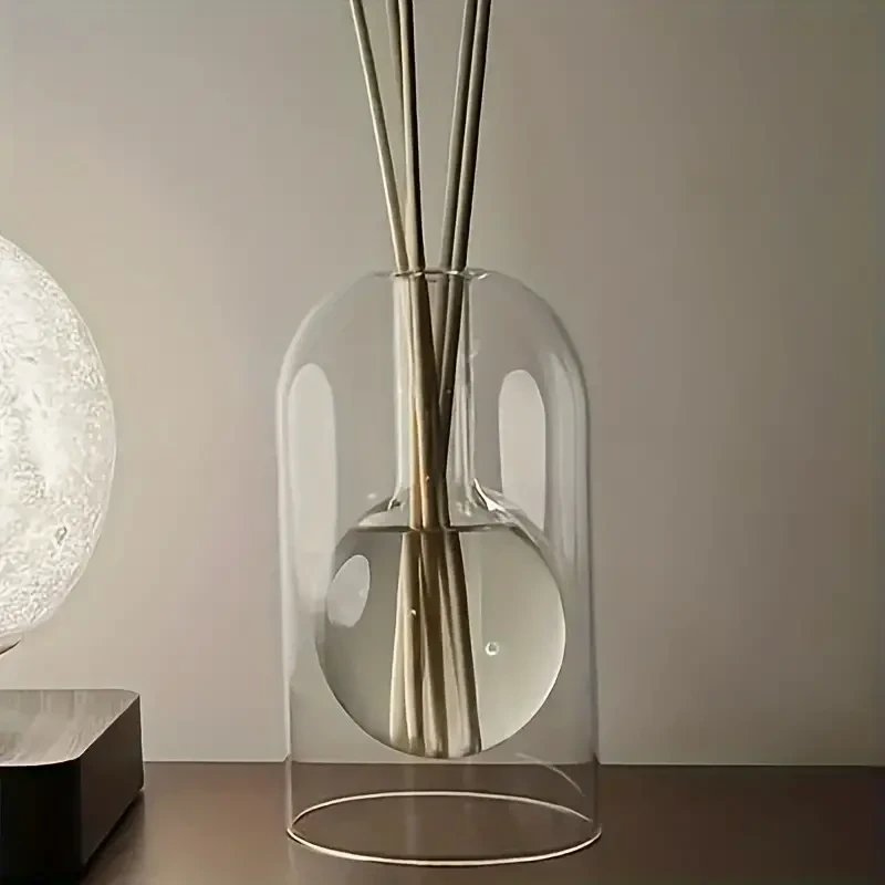 Elegant Glass Aroma Diffuser Vase for Reed Sticks, Art Deco Style Home Fragrance Decor