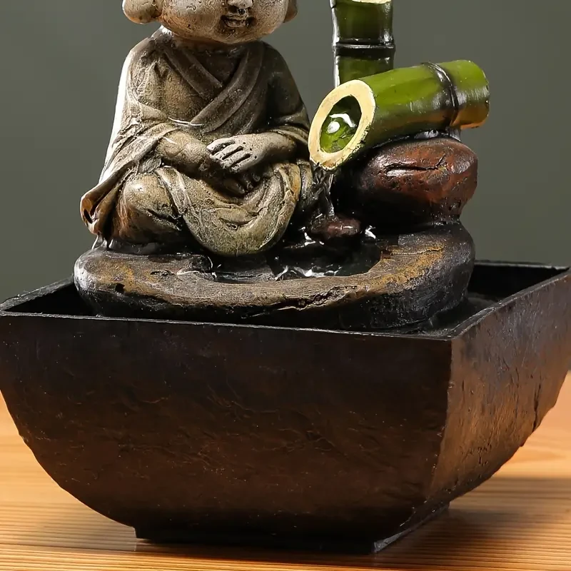 Resin Indoor Water Feature, USB Powered Desk Fountain, Portable Zen Meditation Waterfall, Relaxing Tabletop Decor for Home & Office