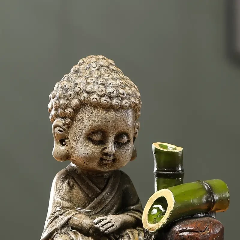 Resin Indoor Water Feature, USB Powered Desk Fountain, Portable Zen Meditation Waterfall, Relaxing Tabletop Decor for Home & Office