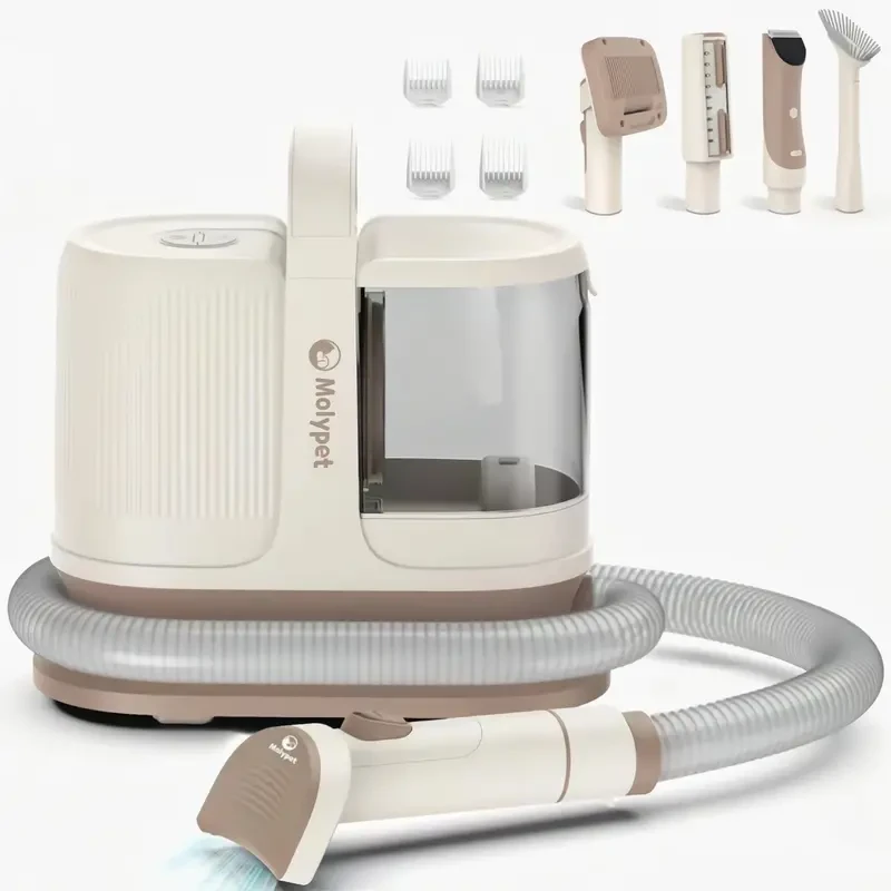 Dog Grooming Kit - 1.3L Pet Grooming Vacuum with Low Noise, 6 Grooming Tools & 4 Combs