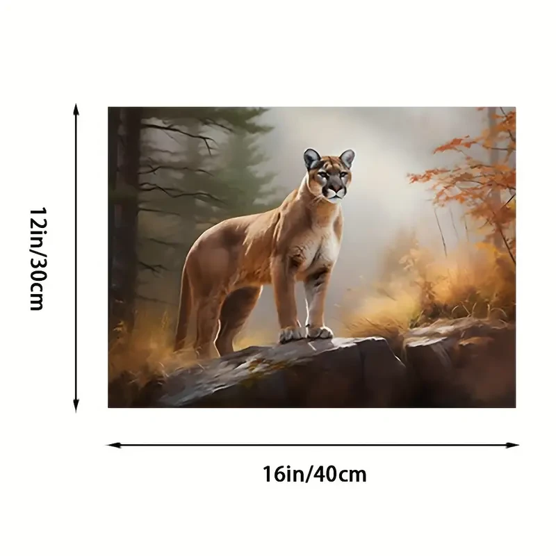 1pc Vibrant Cougar Canvas Wall Art Print