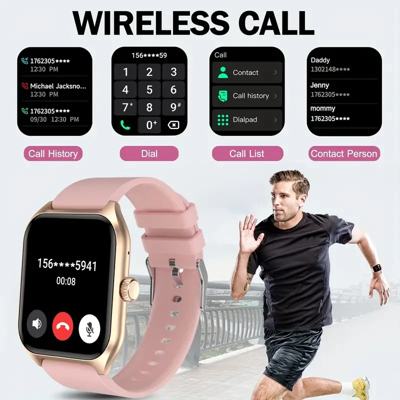 1.96" Smart Watch with Body Temp and Sleep Monitor - Wireless Call, Fitness Tracker with 100+ Sports Modes