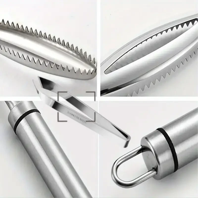 Stainless Steel Seafood Preparation Set Fish Scale Scraper and Fish Bone Tweezers