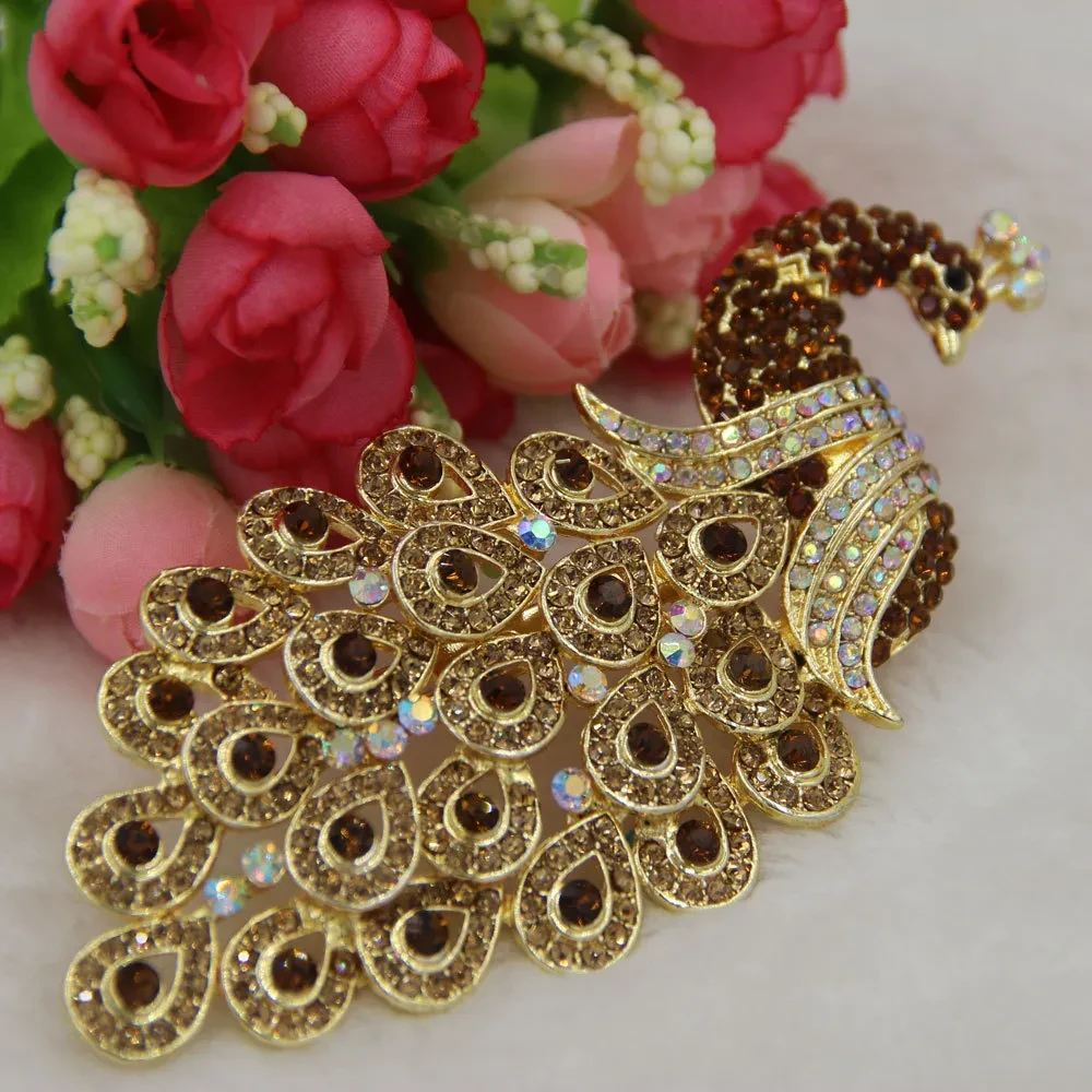 Peacock brooch corsage shawl pin