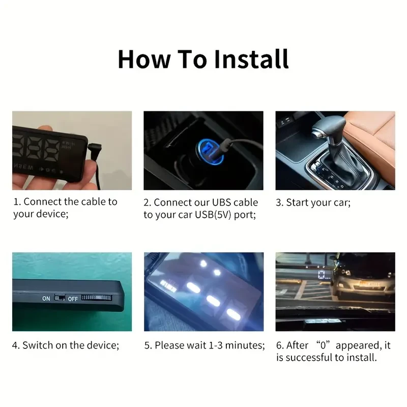 KWHUD Universal Car HUD Speedometer with Compass