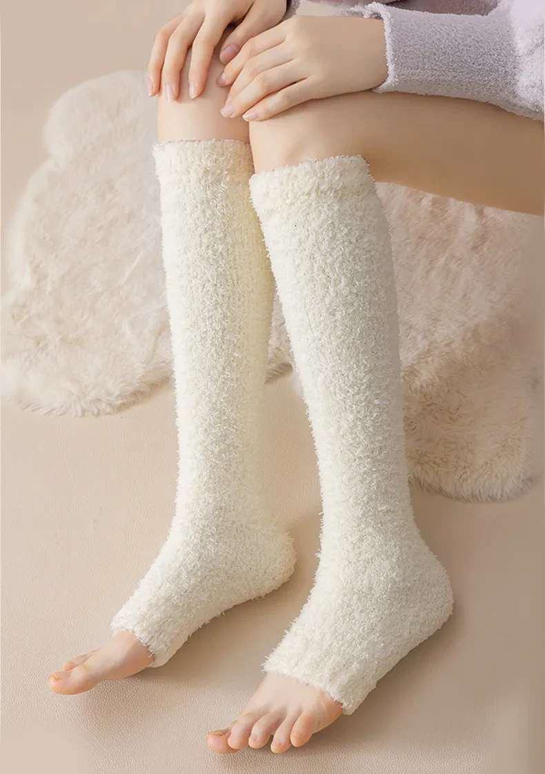 Warm Plush Socks Women Dual-purpose Protection Heel And Knee Sock For Old