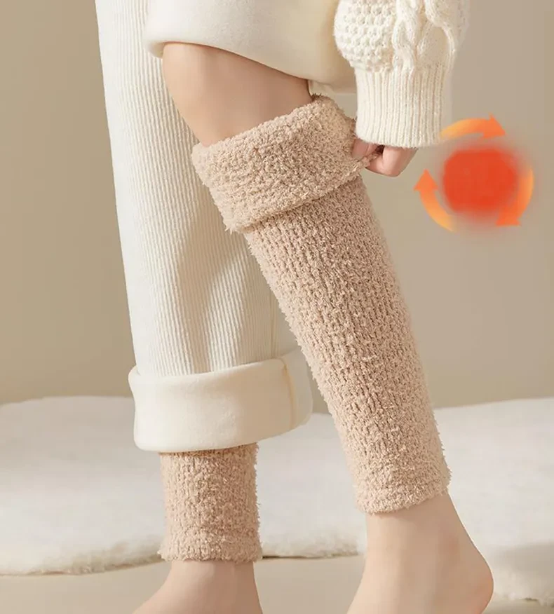 Warm Plush Socks Women Dual-purpose Protection Heel And Knee Sock For Old