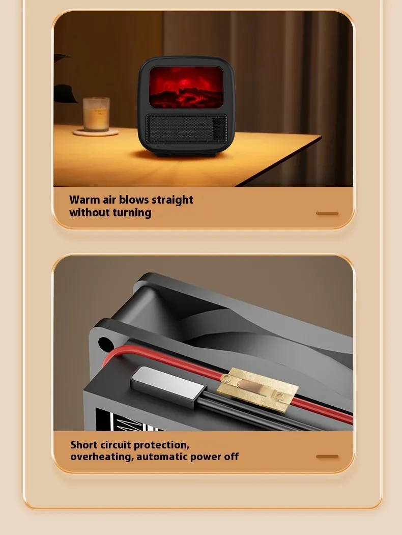 Portable 3D Flame Effect Electric Heater Warmer, Warm Air Fan, Winter Room Radiator and Stove.