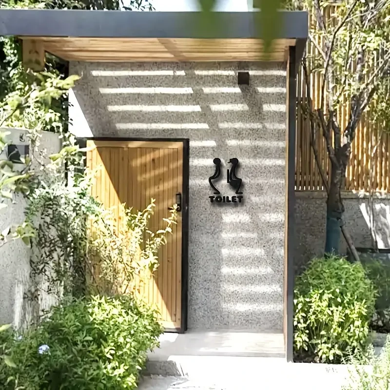 3D Acrylic Unisex Bathroom Door Sign  Stylish Black Design