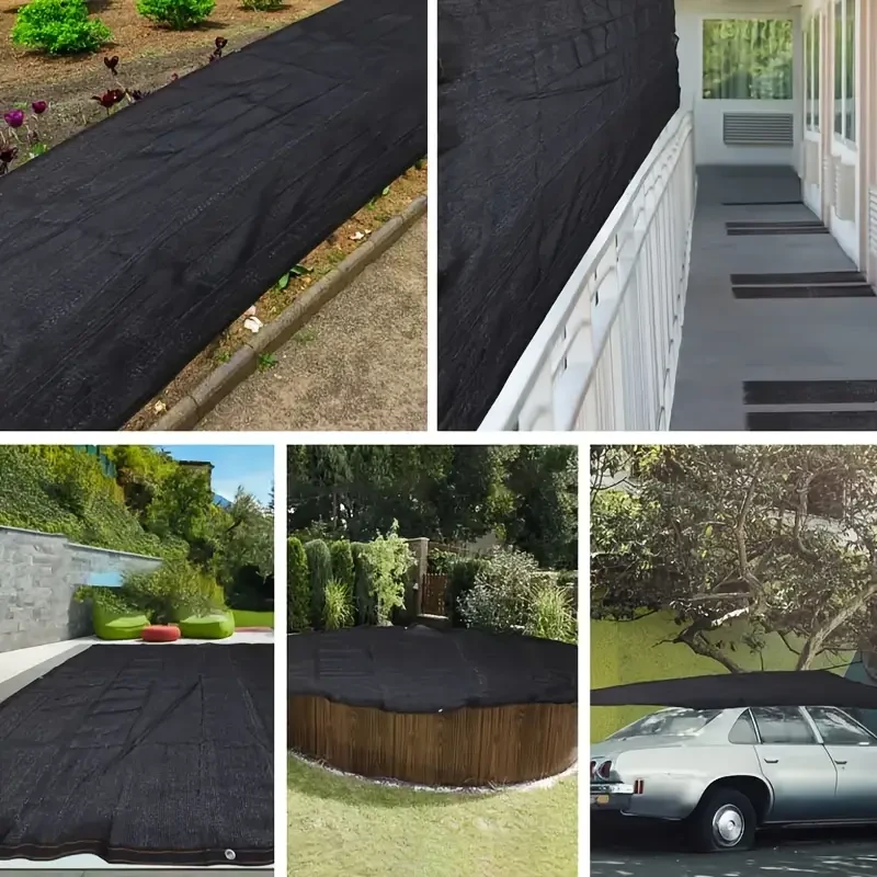 Extra-Large Black Sun Shade Fabric with Grommets - HDPE Mesh for Greenhouses, Patios, Plants & Gazebos