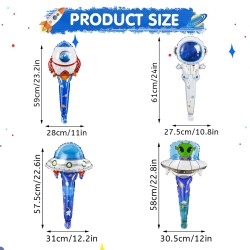 4pcs Space-Themed Astronauts & UFO Handheld Aluminum Film Balloons