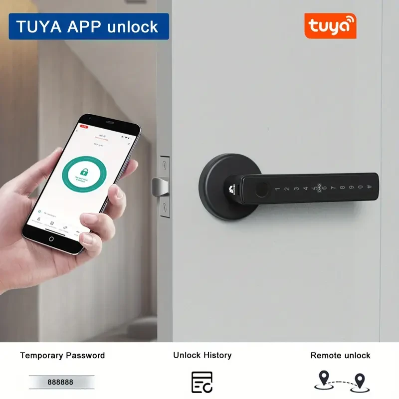 Smart Door Lock with Biometric Fingerprint and RFID Card Access, Wireless Aluminum Electronic Deadbolt