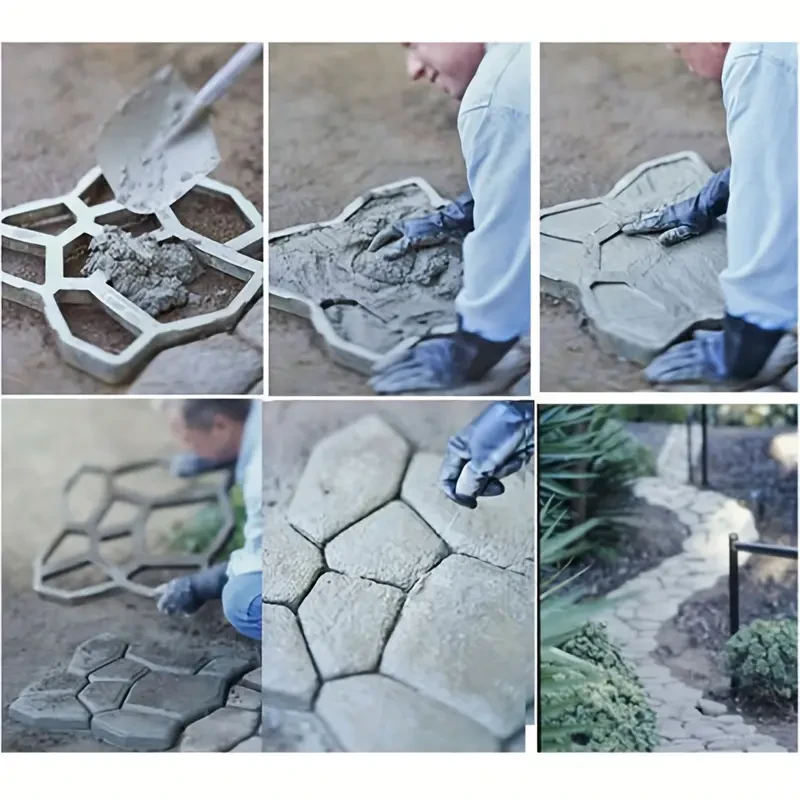 Walk Maker Mould 43.5x43.5 Cm Stone Mold Paving Pavement Concrete Mould Stepping Stone Paver Black