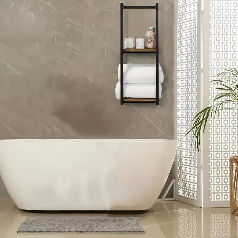 2-Tier Space-Saving Wall Mounted Towel Storage Rack - Sturdy Organizer for Home, Bathroom, and Bedroom