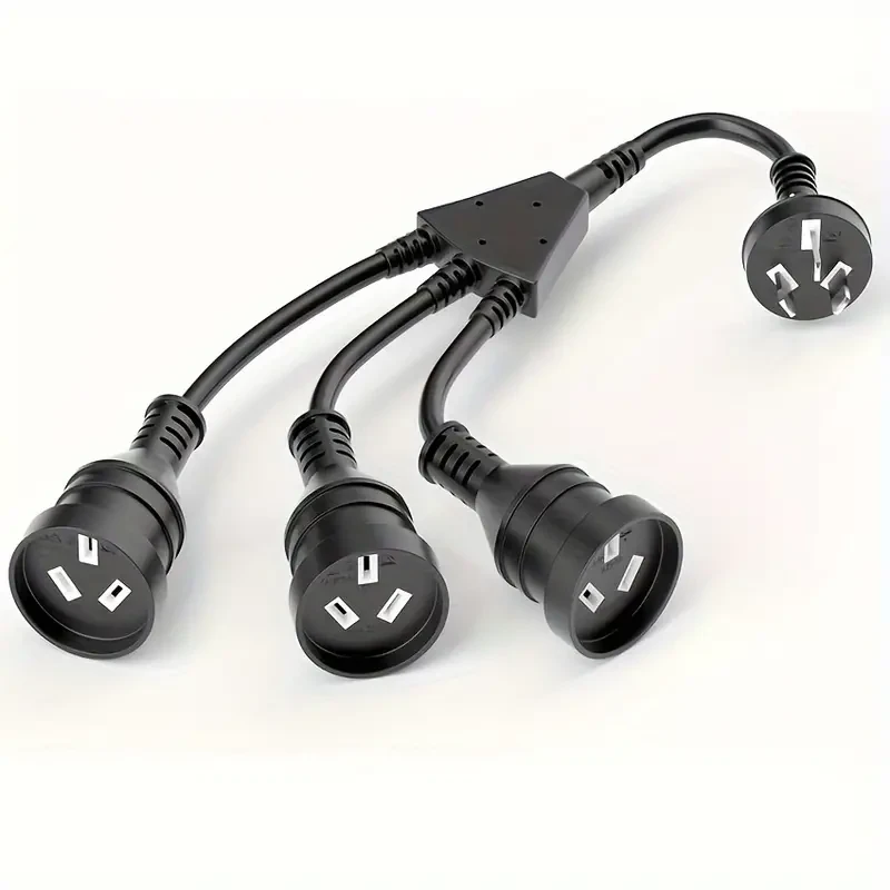 3-Way Splitter Power Extension Cord, 30cm, Standard Australia AU 3-Pin Plug, Home Use Adapter With 3 Outlets, 10A/2500W, Black Cable With Sturdy Design