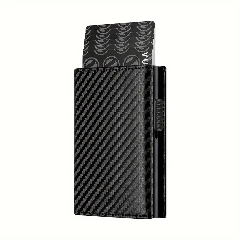 Premium Men's RFID Wallet - Minimalist Business Card Holder with Automatic Pop-Up Metal Credit Card Slot